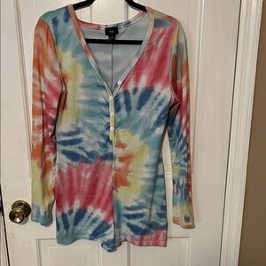 Rue21 Multicolor Tie-Dye Button Romper